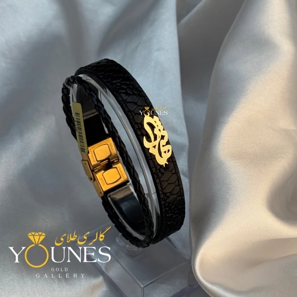 دستبند طلا شهاب چرم مردانه